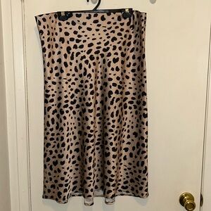 Satin Leopard Print Skirt